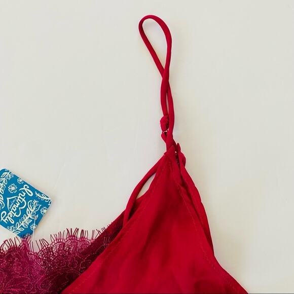 Free People | Deep V Lace Bandeau Top Raspberry NWT XS - Picture 10 of 11